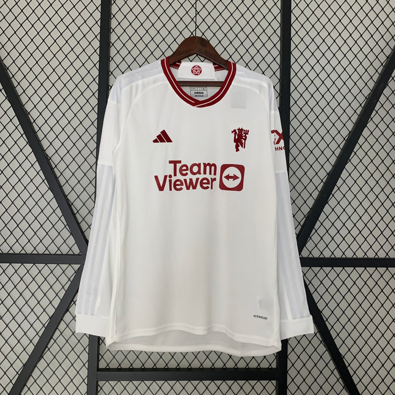 CAMISA MANGA LONGA DO MANCHESTER UNITED 24/25 BRANCO