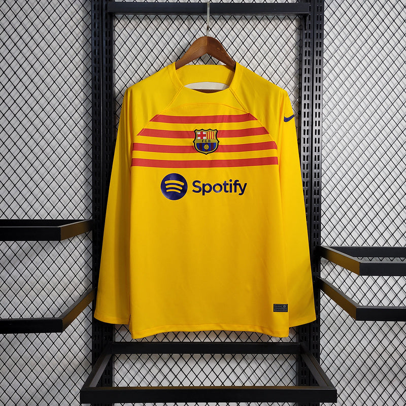 CAMISA MANGA LONGA DO BARCELONA 23/24 AMARELO